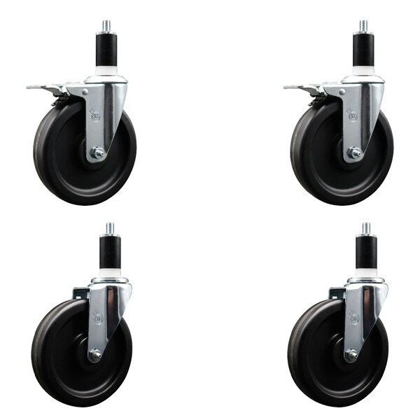 Service Caster 6'' Phenolic Swivel 1-3/8'' Expand Stem Caster Set 2 Total Lock Brakes, 4PK SCC-EXTTL20S615-PHS-2-S-2-138 - main